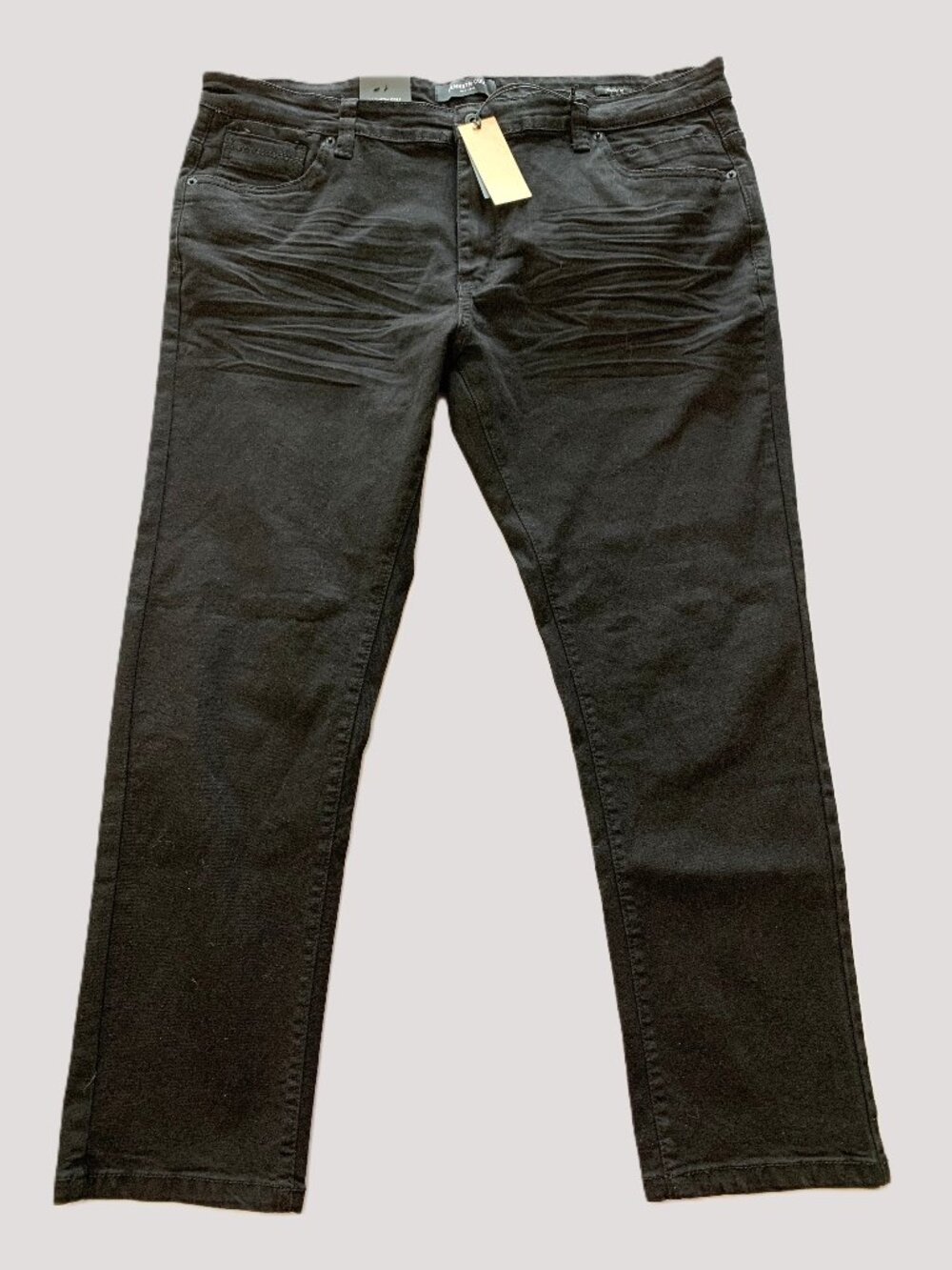 NEW Kenneth Cole Men Black Jeans Straight Leg Stretch Regular Fit Size 40/30